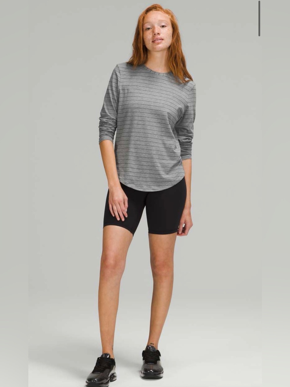Lululemon Love Long Sleeve Pima Cotton Top Heathered Medium Grey Black Size 12